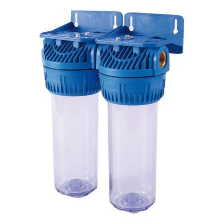 Double porte-filtre 9 pouces 3/4 - pour cartouche traitement d'eau